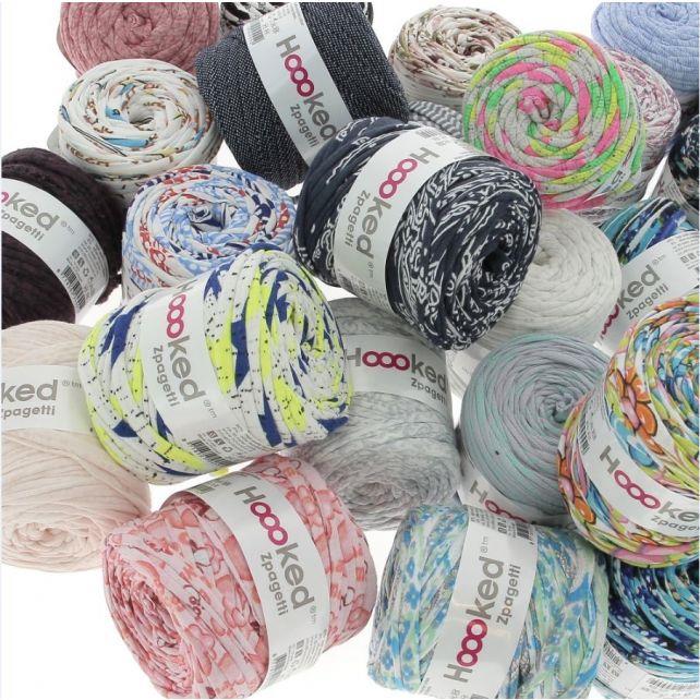 [Hoooked] ZP002MIX20 Zpagetti Mixed Prints Cotton T-Shirt Yarn - 60M, 350g Pack of 20