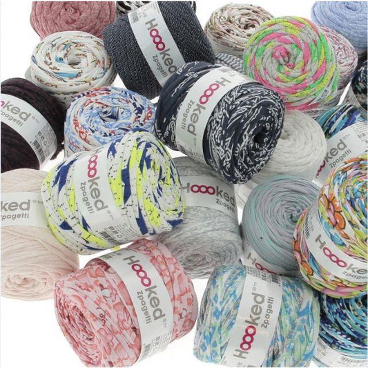 [Hoooked] ZP002MIX20 Zpagetti Mixed Prints Cotton T-Shirt Yarn - 60M, 350g Pack of 20