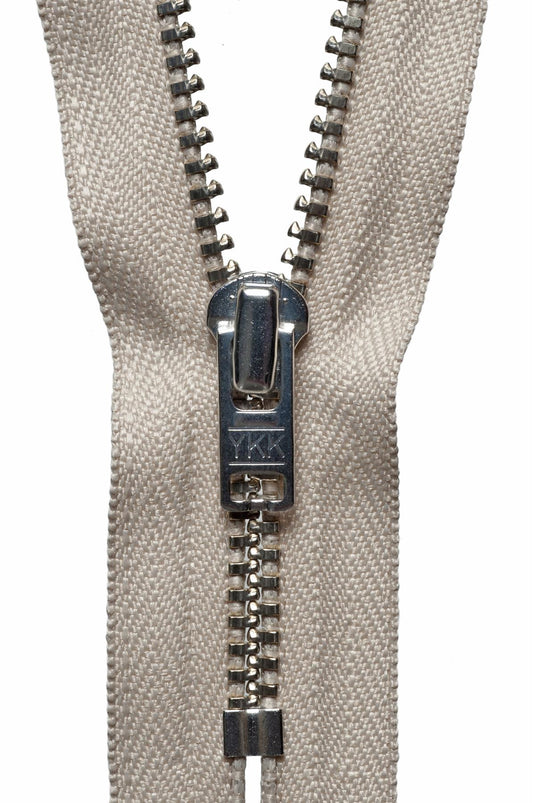 [YKK] Beige Metal Trouser Zip - 18Cm