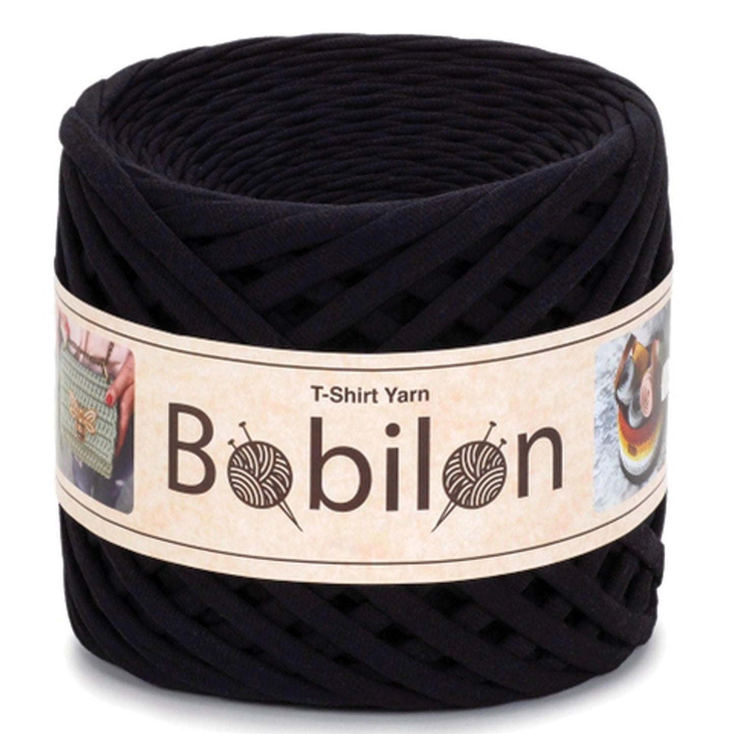 [Bobilon] Medium Black Passion Cotton T-Shirt Yarn - 100M, 7-9mm, 320g