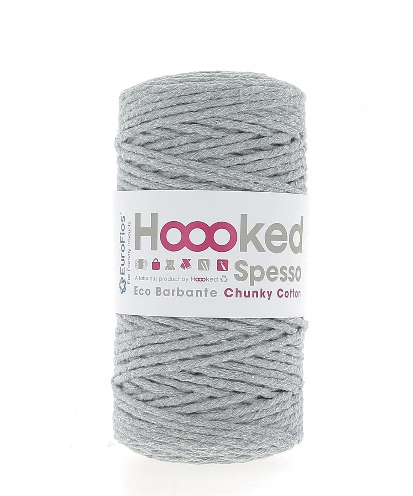 Hoooked Spesso Chunky Cotton Gris Grey Cotton Yarn - 127m (416.7'), 500g