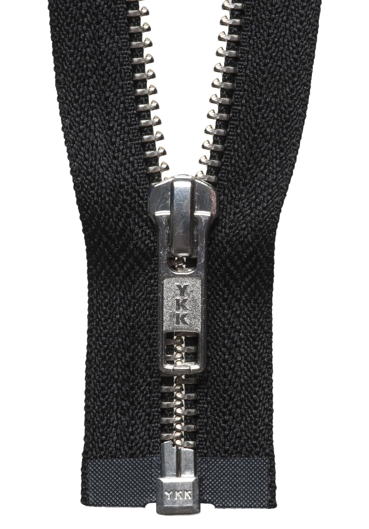 [YKK] Black Nickel Free Metal Open End Zip - 36Cm