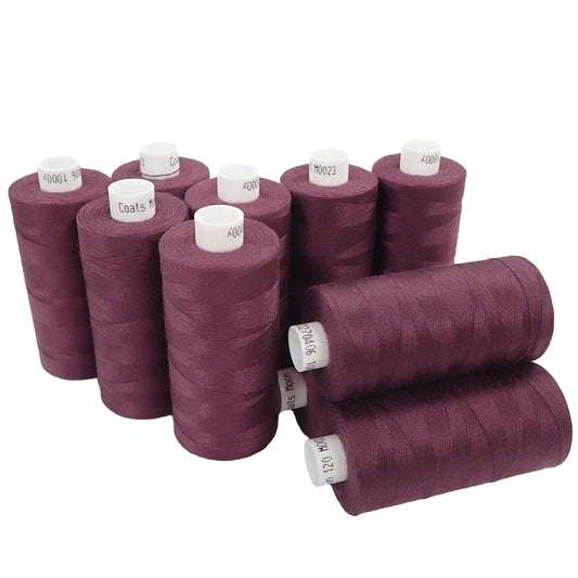 [Moon Thread] M002310 Burgundy Spun Polyester Sewing Thread - 1000M, Pack of 10