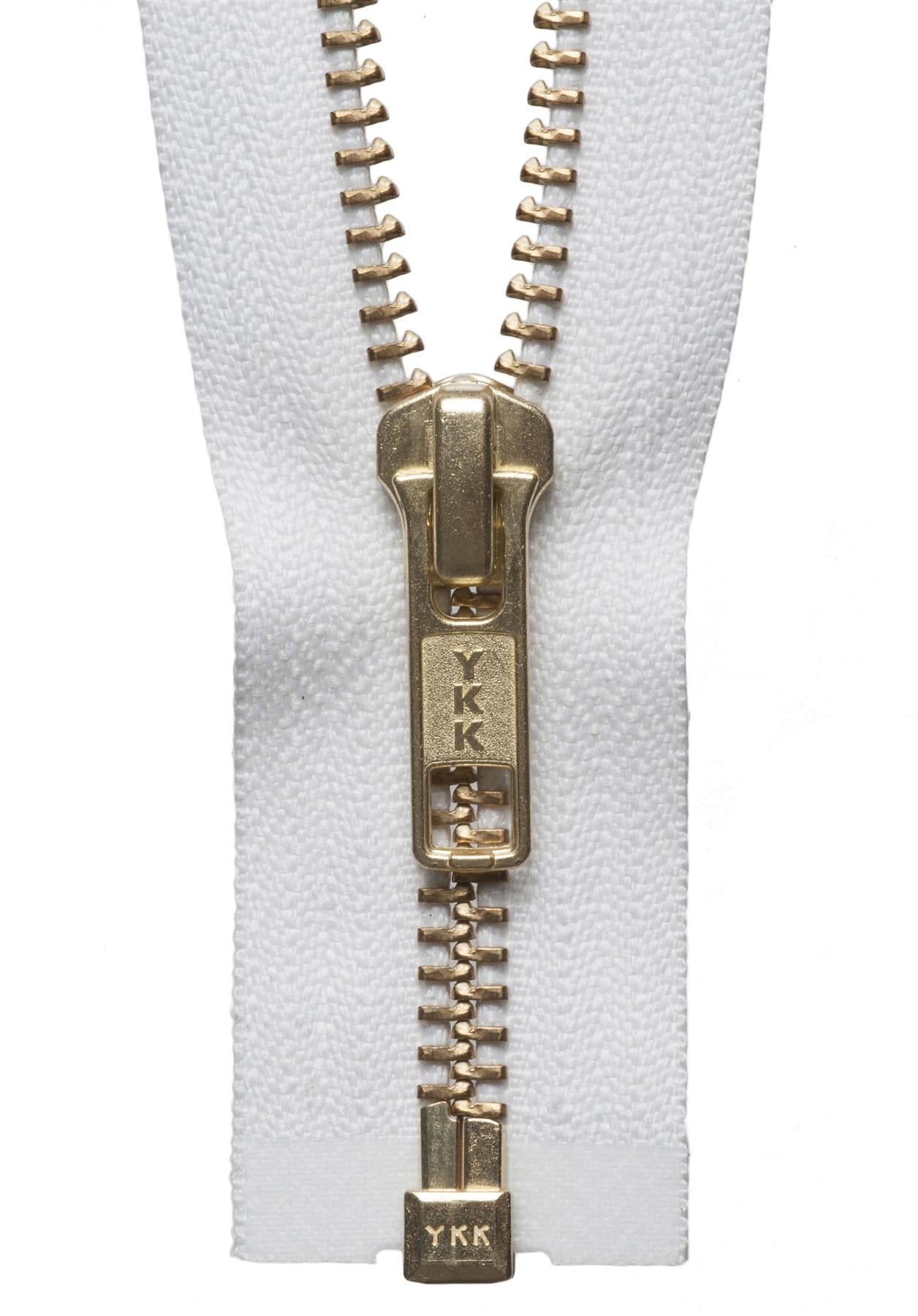 [YKK] White Brass Metal Open End Zip - 30Cm