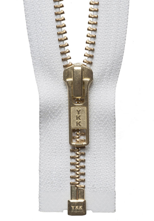 [YKK] White Brass Metal Open End Zip - 30Cm