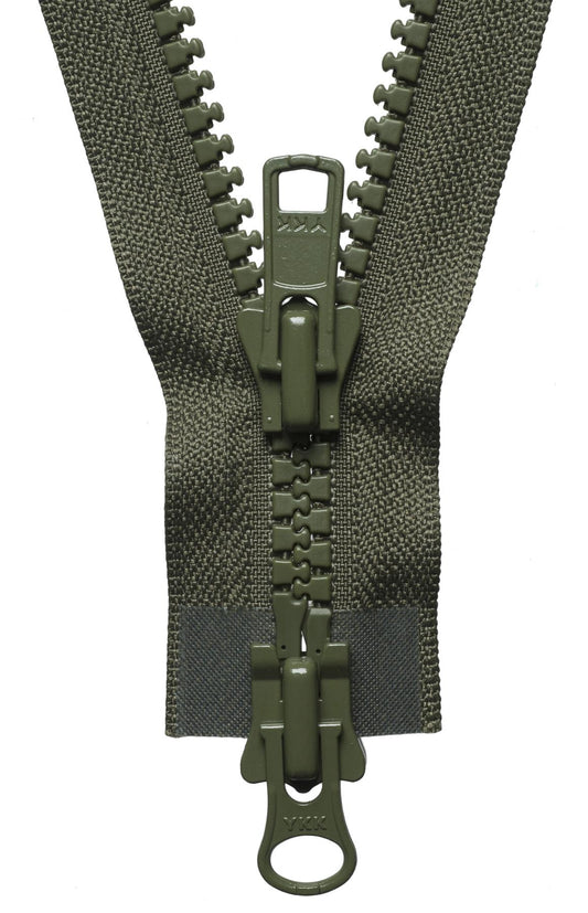 [YKK] Khaki Vislon Heavy Two-Way Open End Zip - 71Cm
