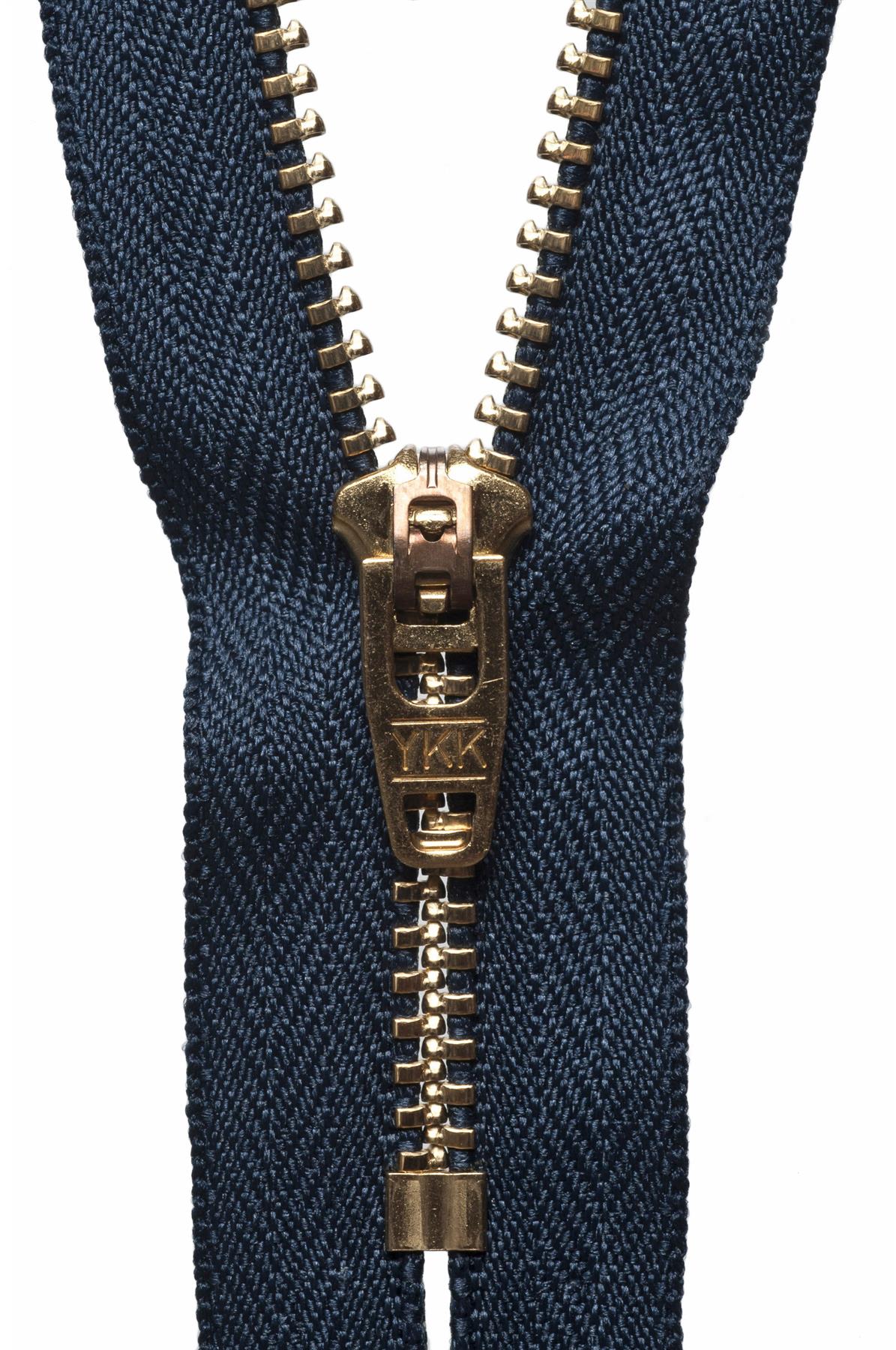 [YKK] Dark Navy Brass Jeans Zip - 10Cm