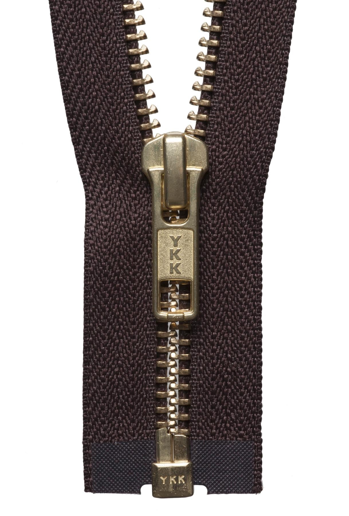 [YKK] Brown Brass Metal Open End Zip - 71Cm