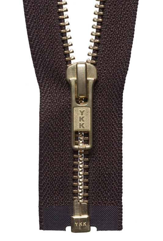 [YKK] Brown Brass Metal Open End Zip - 71Cm