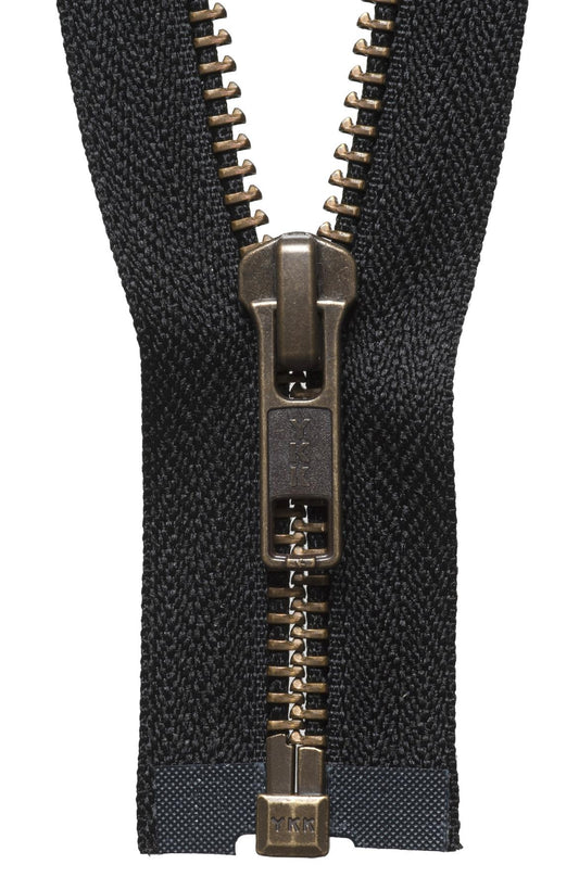 [YKK] Black Strong Metal Tooth Open End Zip - 66Cm