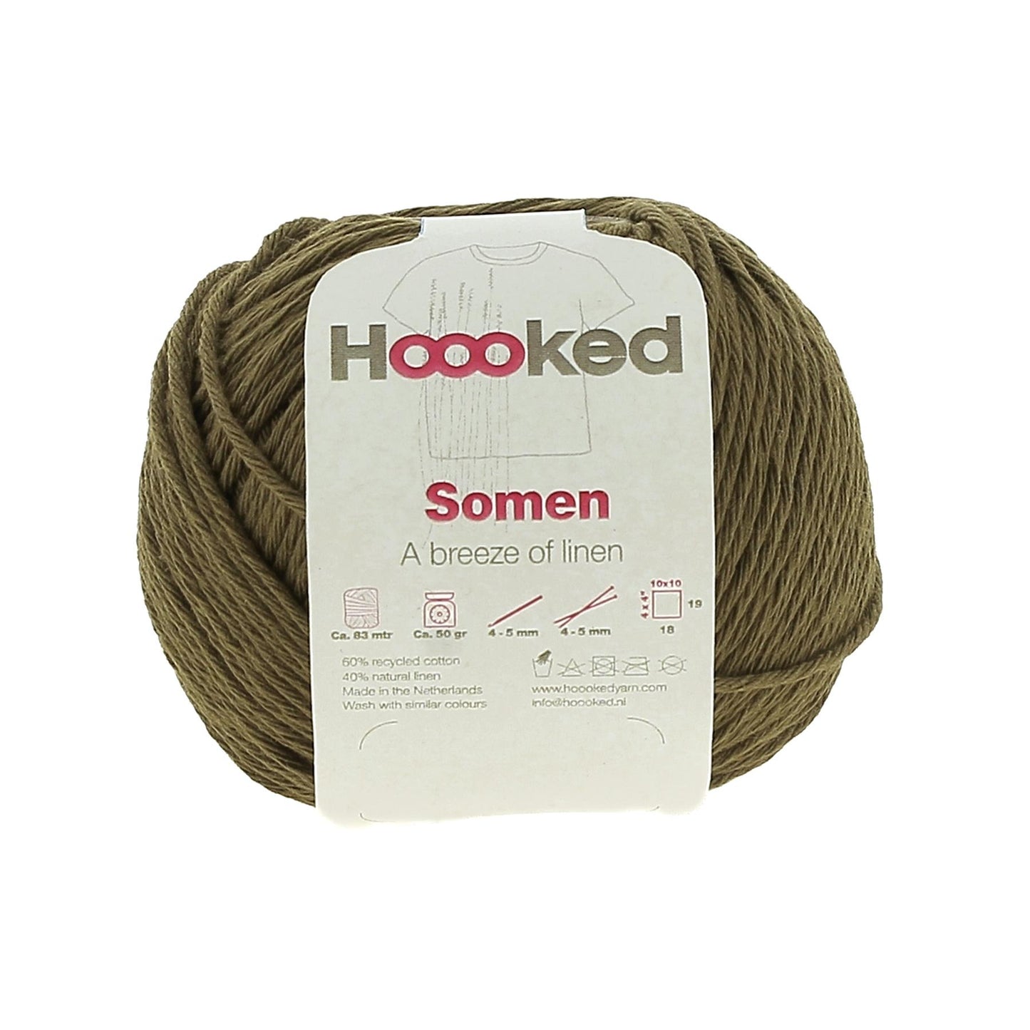 [Hoooked] SO1450G Somen Autunno Brown Cotton/Linen Blend Yarn - 82.5M, 50g