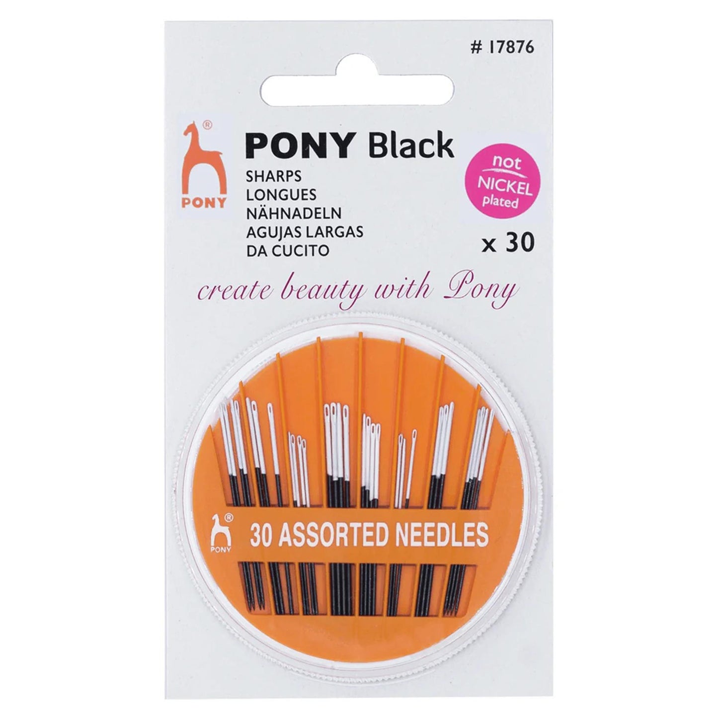 [Pony] Sharps Black with White Eye Hand Sewing Needles Assorted