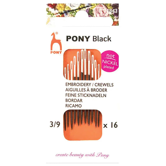 [Pony] Crewels Black with White Eye Hand Sewing Needles - 45172