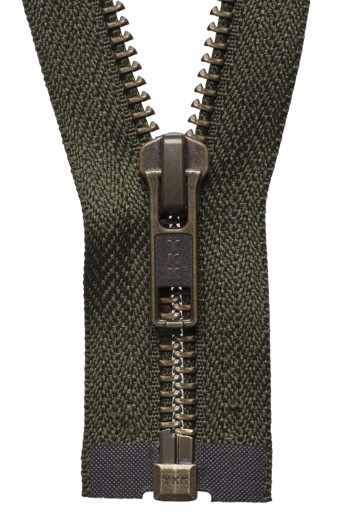 [YKK] Khaki Strong Metal Tooth Open End Zip - 71Cm