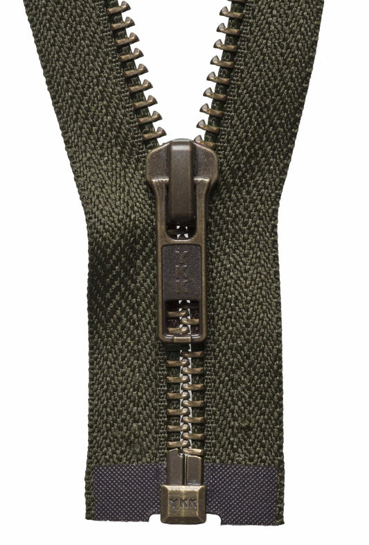 [YKK] Khaki Strong Metal Tooth Open End Zip - 71Cm
