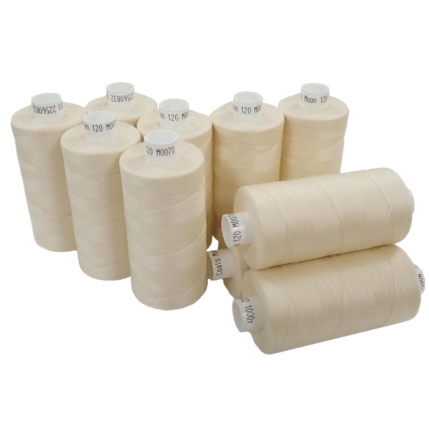 [Moon Thread] M007010 Cream Spun Polyester Sewing Thread - 1000M, Pack of 10