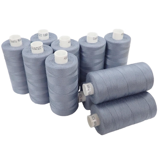 [Moon Thread] M008410 Grey Spun Polyester Sewing Thread - 1000M, Pack of 10