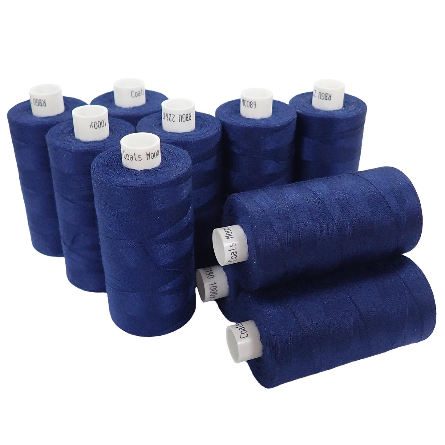 [Moon Thread] M008910 Navy Spun Polyester Sewing Thread - 1000M, Pack of 10
