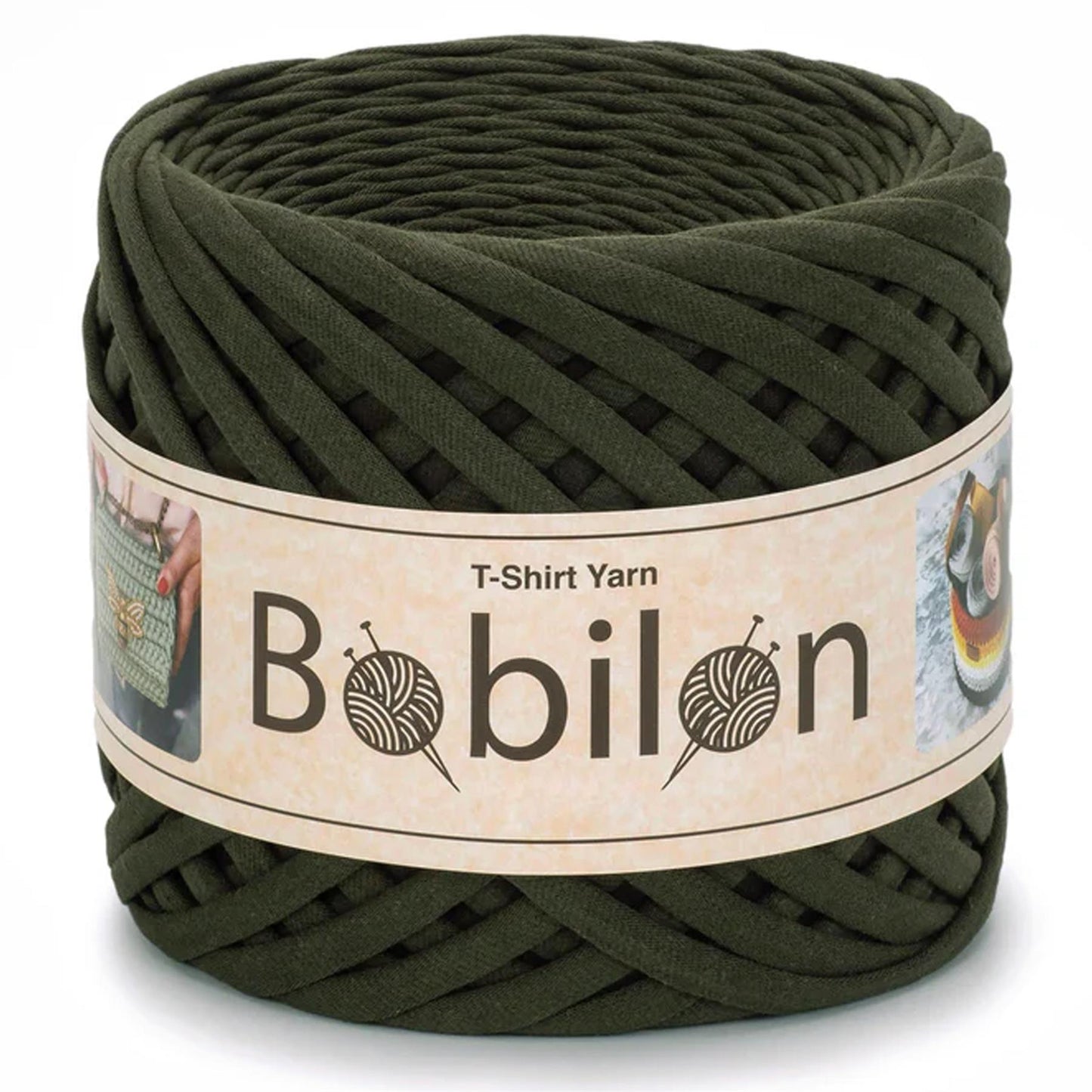 [Bobilon] Medium Moss Green Cotton T-Shirt Yarn - 100M, 7-9mm, 320g