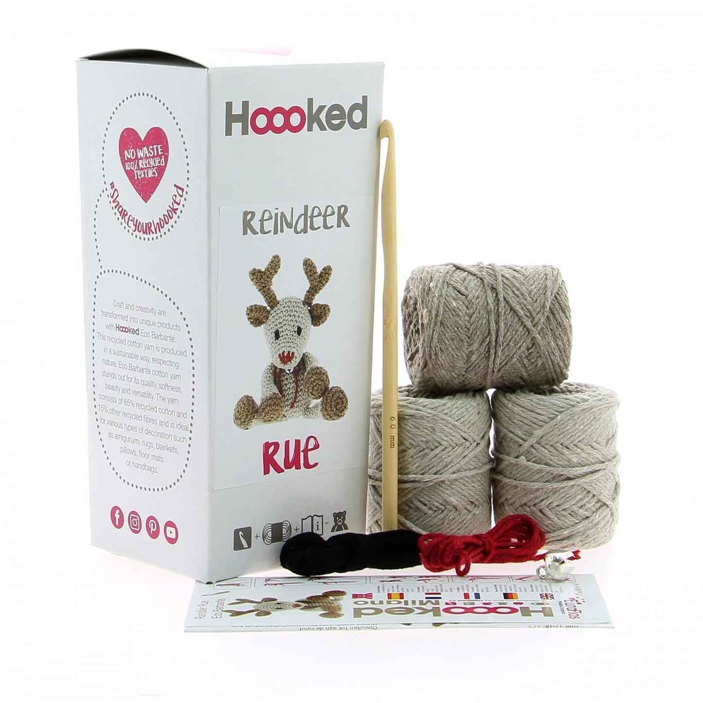 Hoooked Eco Barbante Milano Cotton Reindeer Rue Crochet Amigurumi Kit