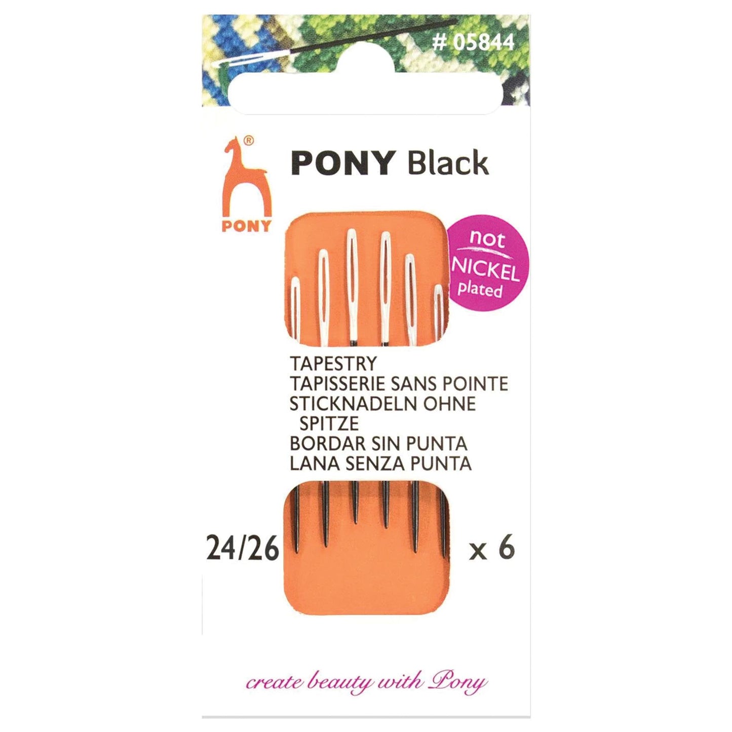 [Pony] Tapestry Black with White Eye Hand Sewing Needles - 24-26