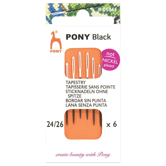 [Pony] Tapestry Black with White Eye Hand Sewing Needles - 24-26
