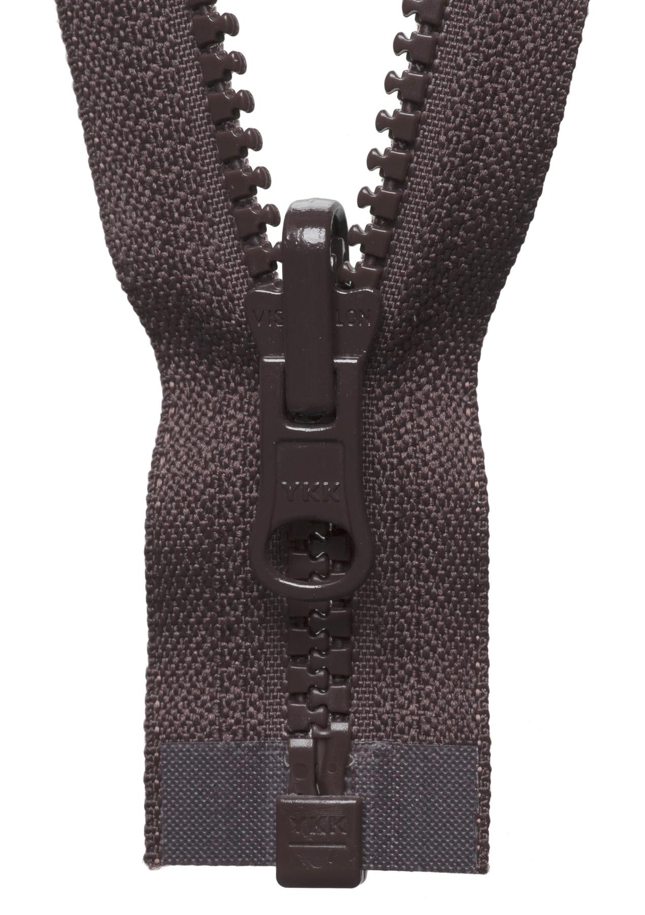 [YKK] Brown Vislon Flip Over Zip - 61Cm