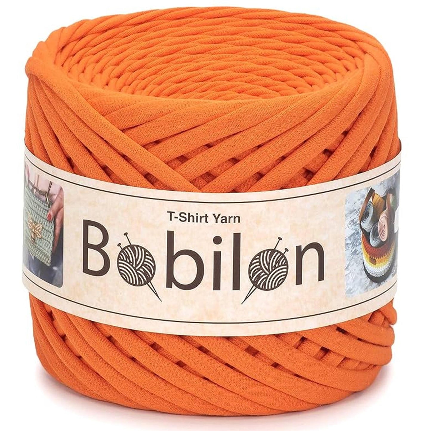 [Bobilon] Medium Orange Cotton T-Shirt Yarn - 100M, 7-9mm, 320g