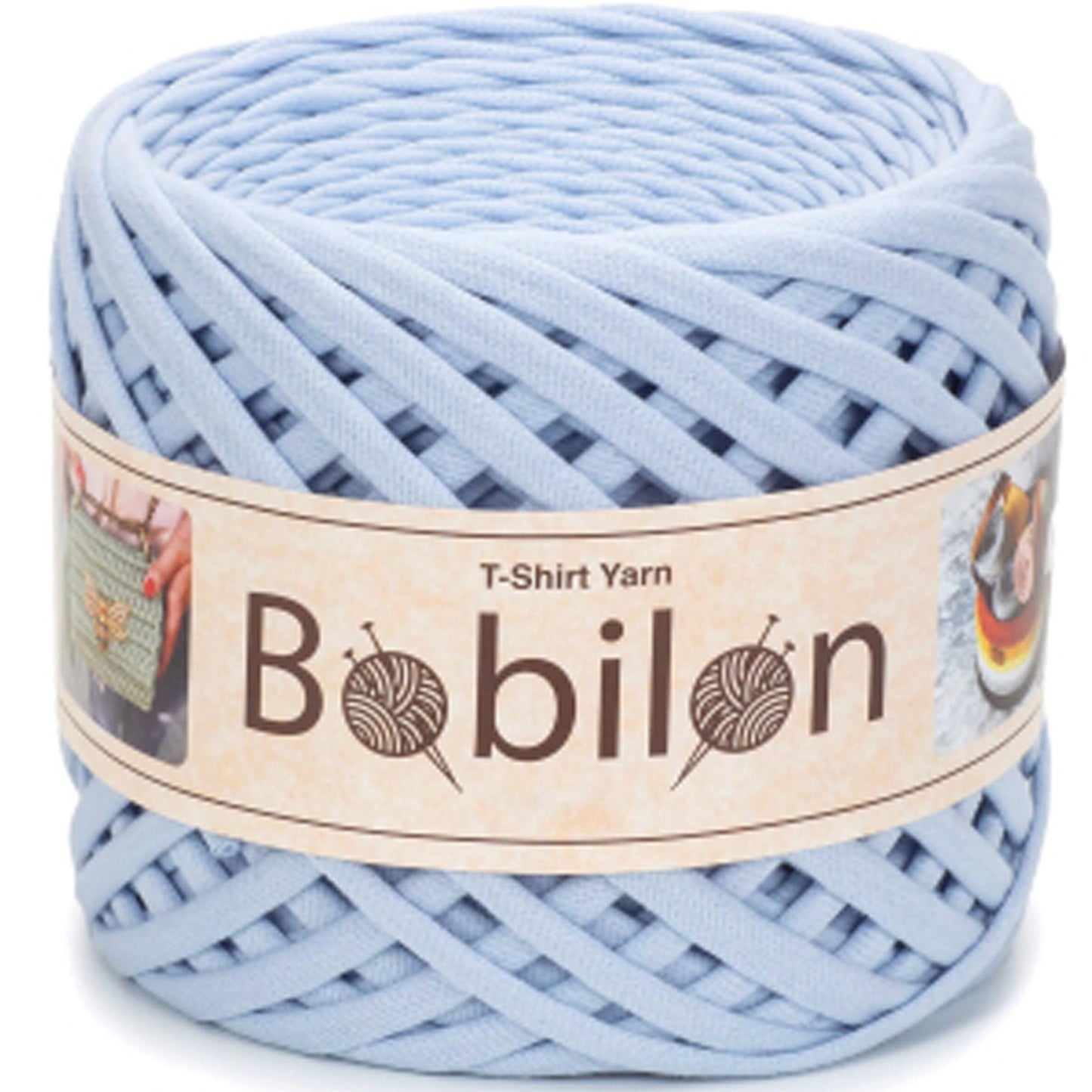 [Bobilon] Mini Sky Blue Cotton T-Shirt Yarn - 100M, 5-7mm, 220g