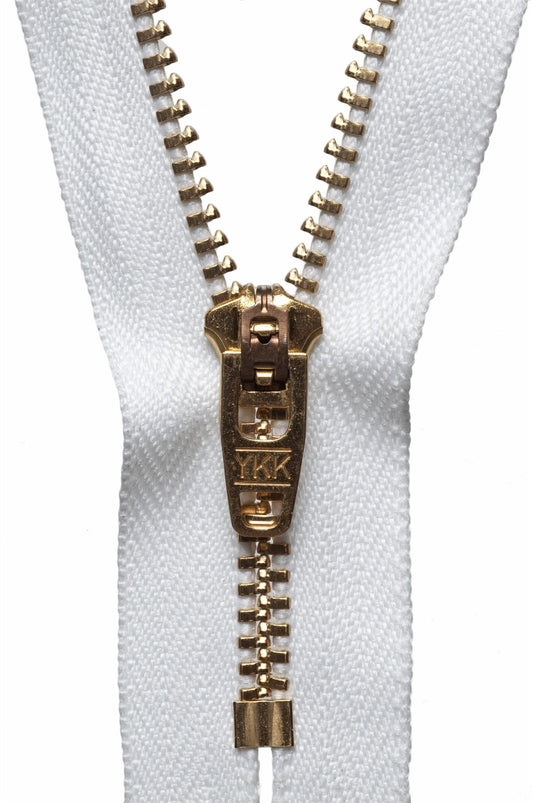 [YKK] White Brass Jeans Zip - 20Cm