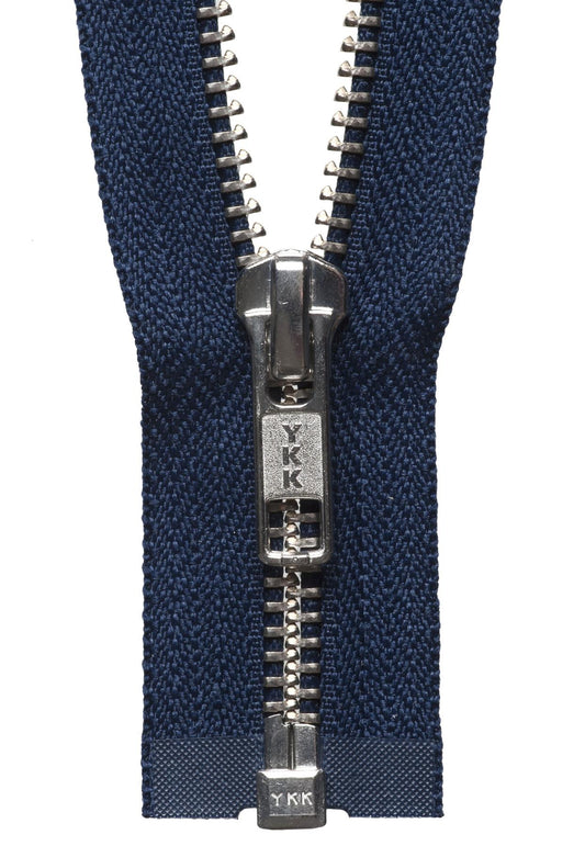 [YKK] Navy Nickel Free Metal Open End Zip - 76Cm