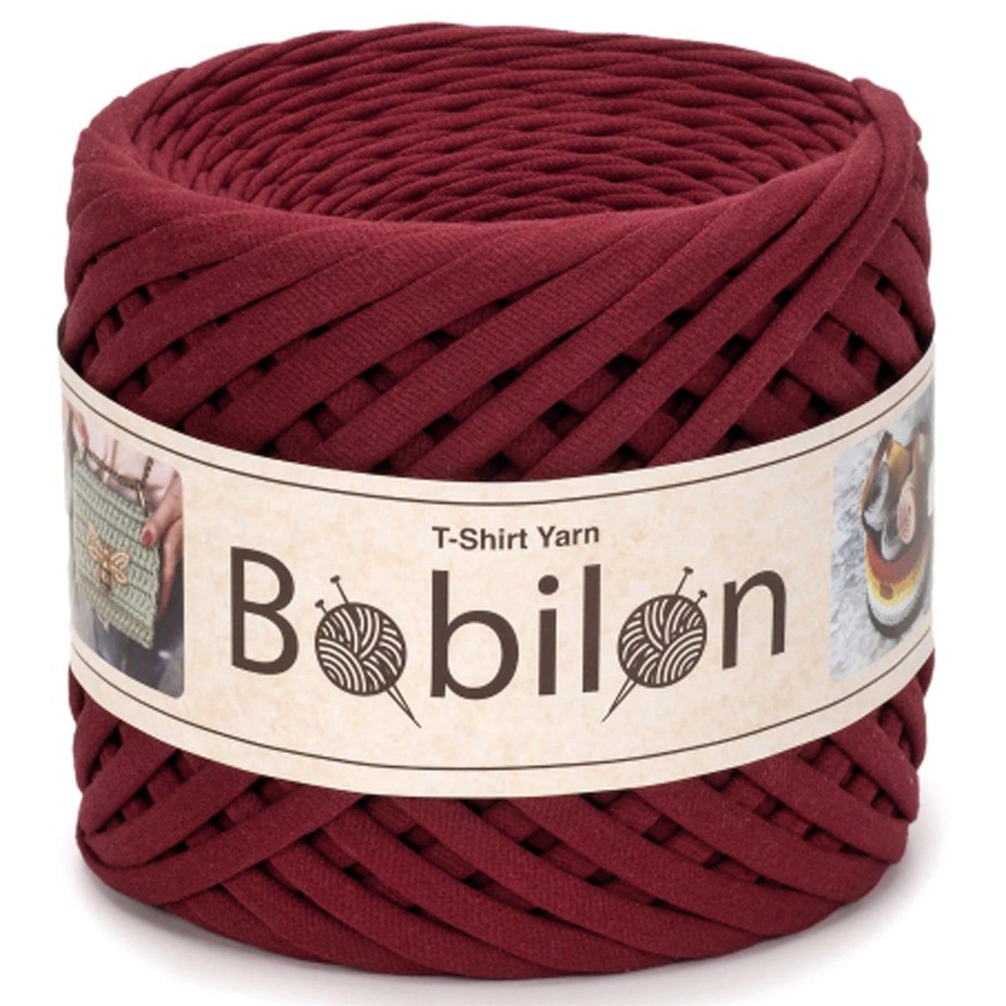 [Bobilon] Mini Burgundy Cotton T-Shirt Yarn - 100M, 5-7mm, 220g