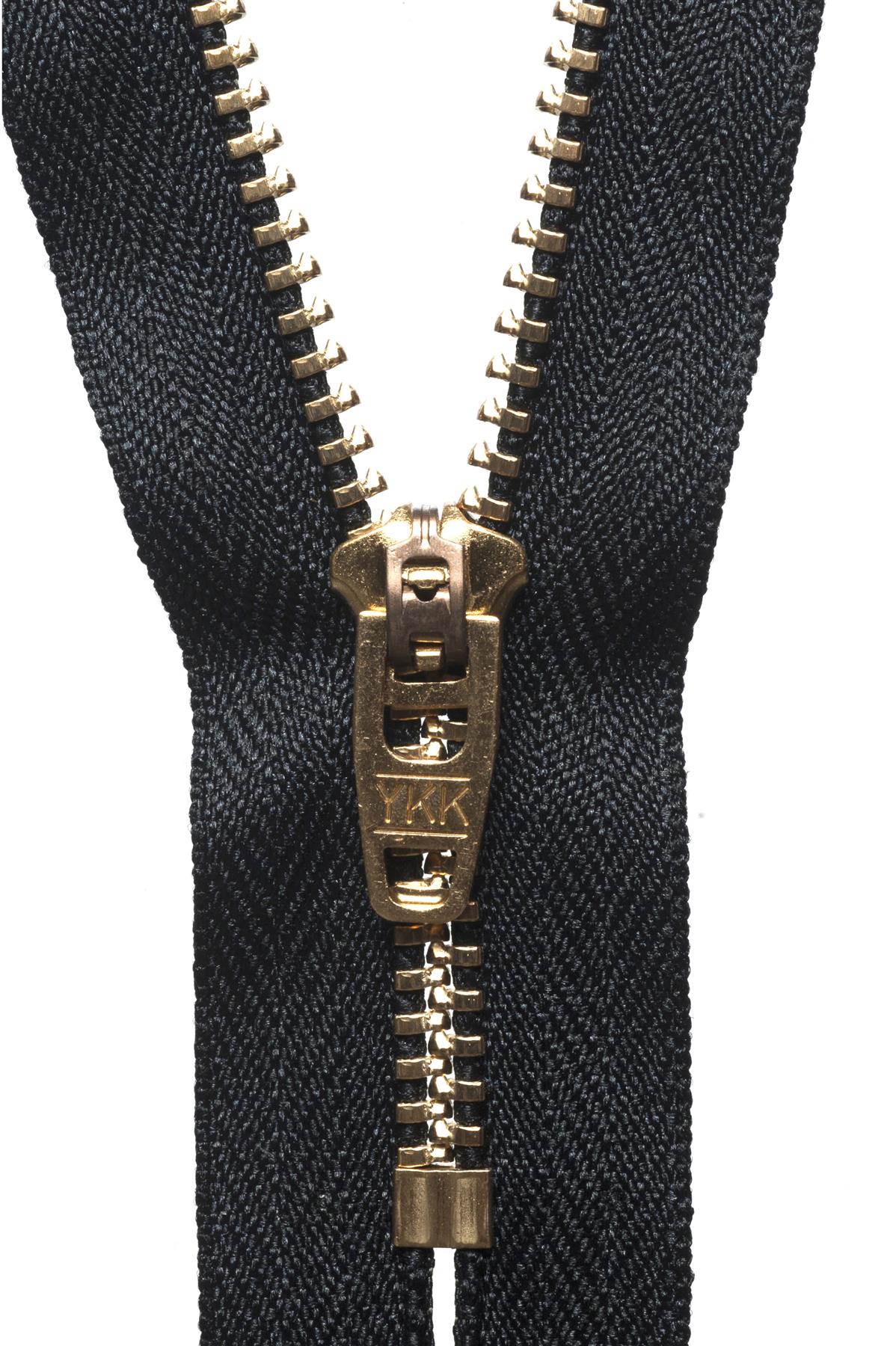 [YKK] Black Brass Jeans Zip - 13Cm