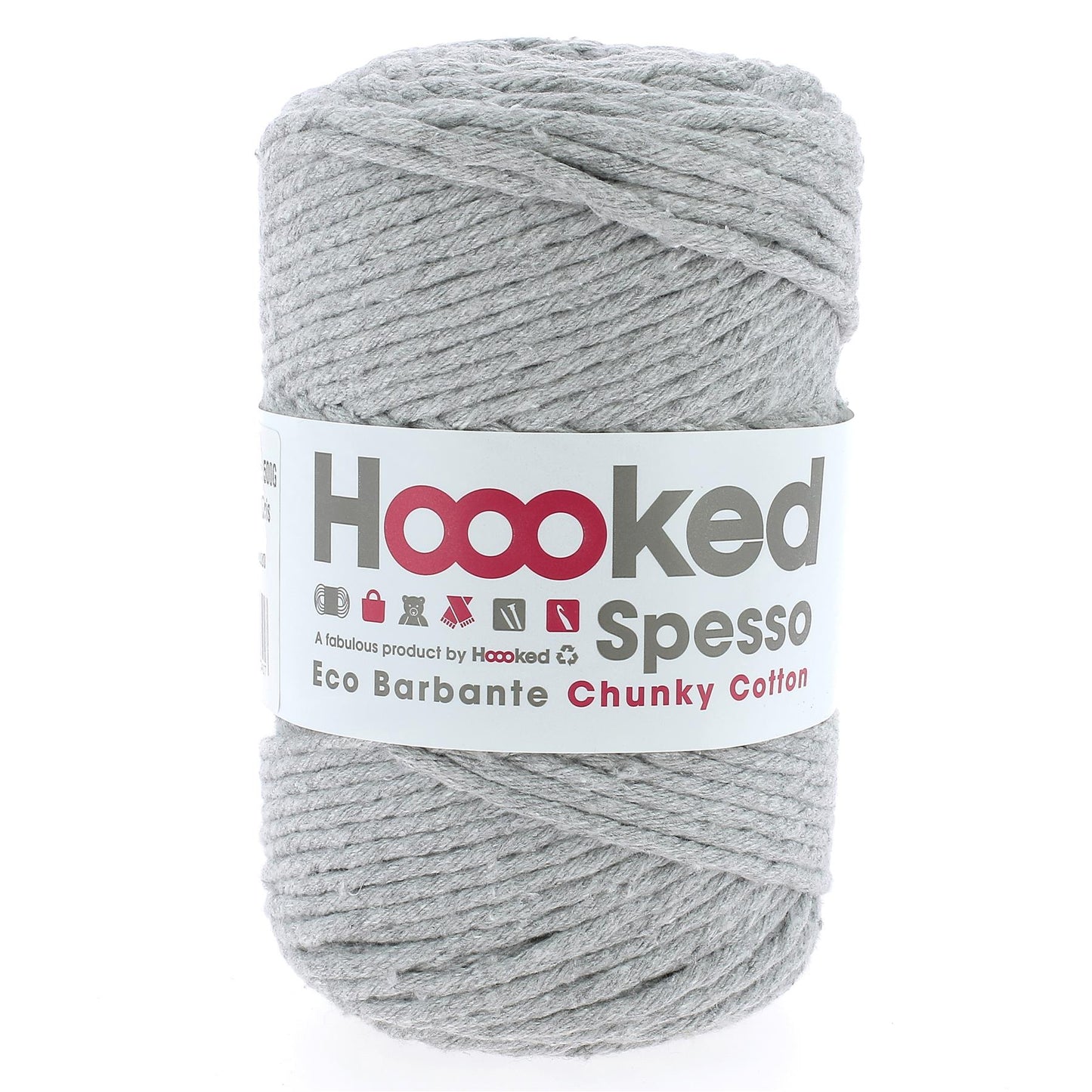 Hoooked Spesso Chunky Cotton Gris Grey Cotton Yarn - 127m (416.7'), 500g