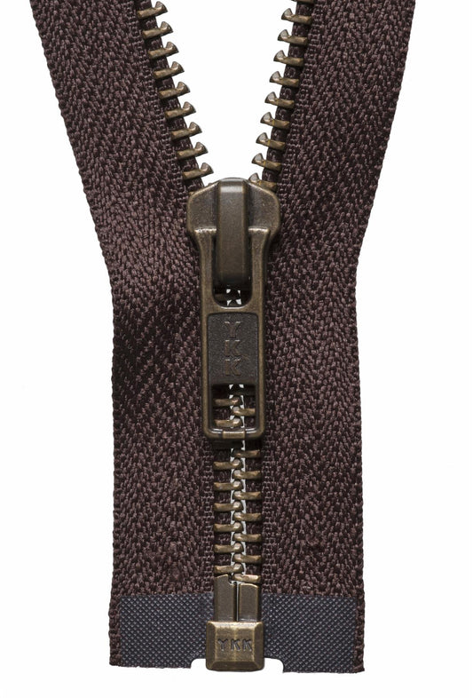 [YKK] Brown Strong Metal Tooth Open End Zip - 71Cm