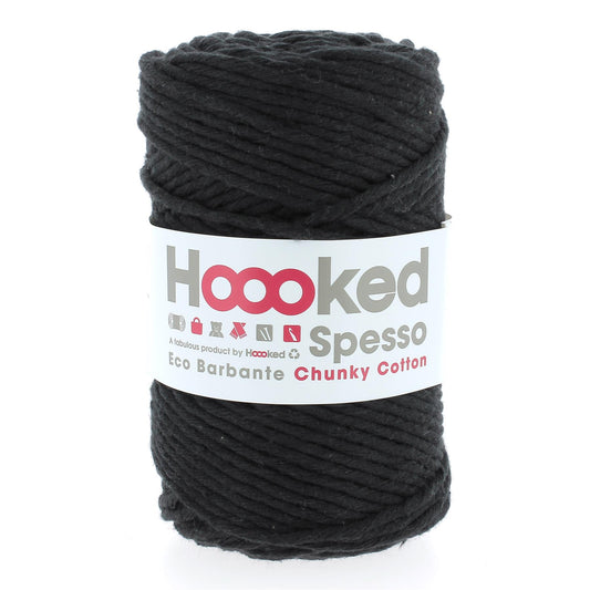Hoooked Spesso Chunky Cotton Noir Black Cotton Yarn - 127m (416.7'), 500g