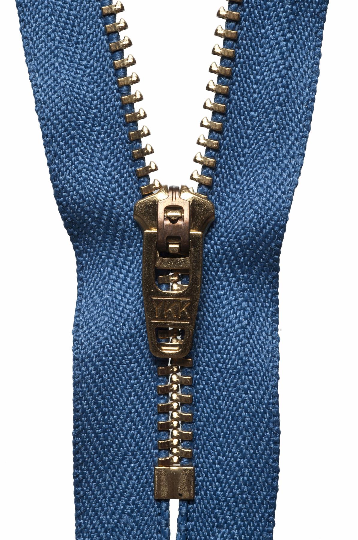 [YKK] Slate Blue Brass Jeans Zip - 15Cm Or 5.90In