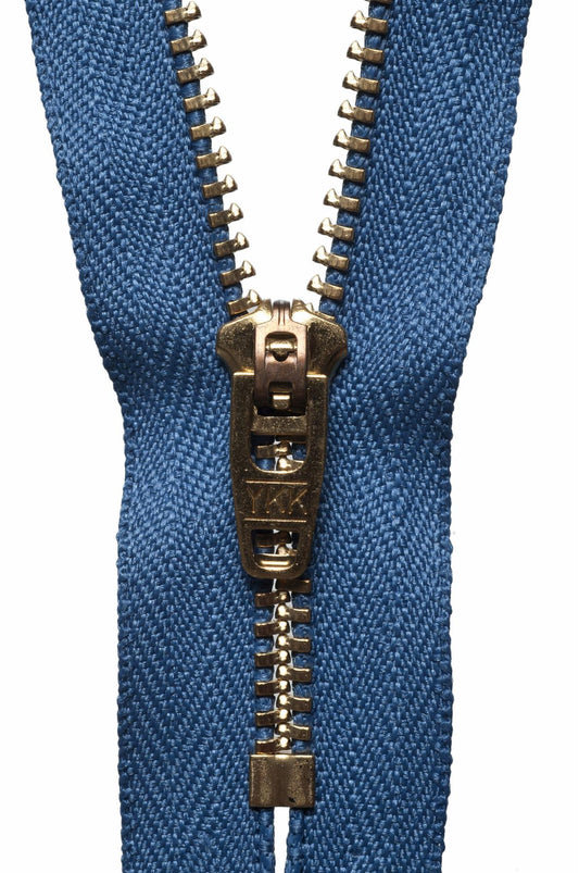 [YKK] Slate Blue Brass Jeans Zip - 15Cm Or 5.90In