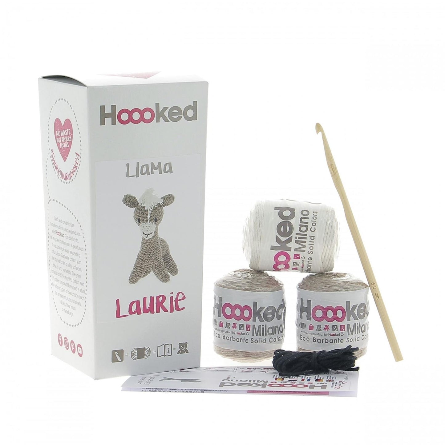 Hoooked Eco Barbante Milano Cotton Llama Laurie Crochet Amigurumi Kit