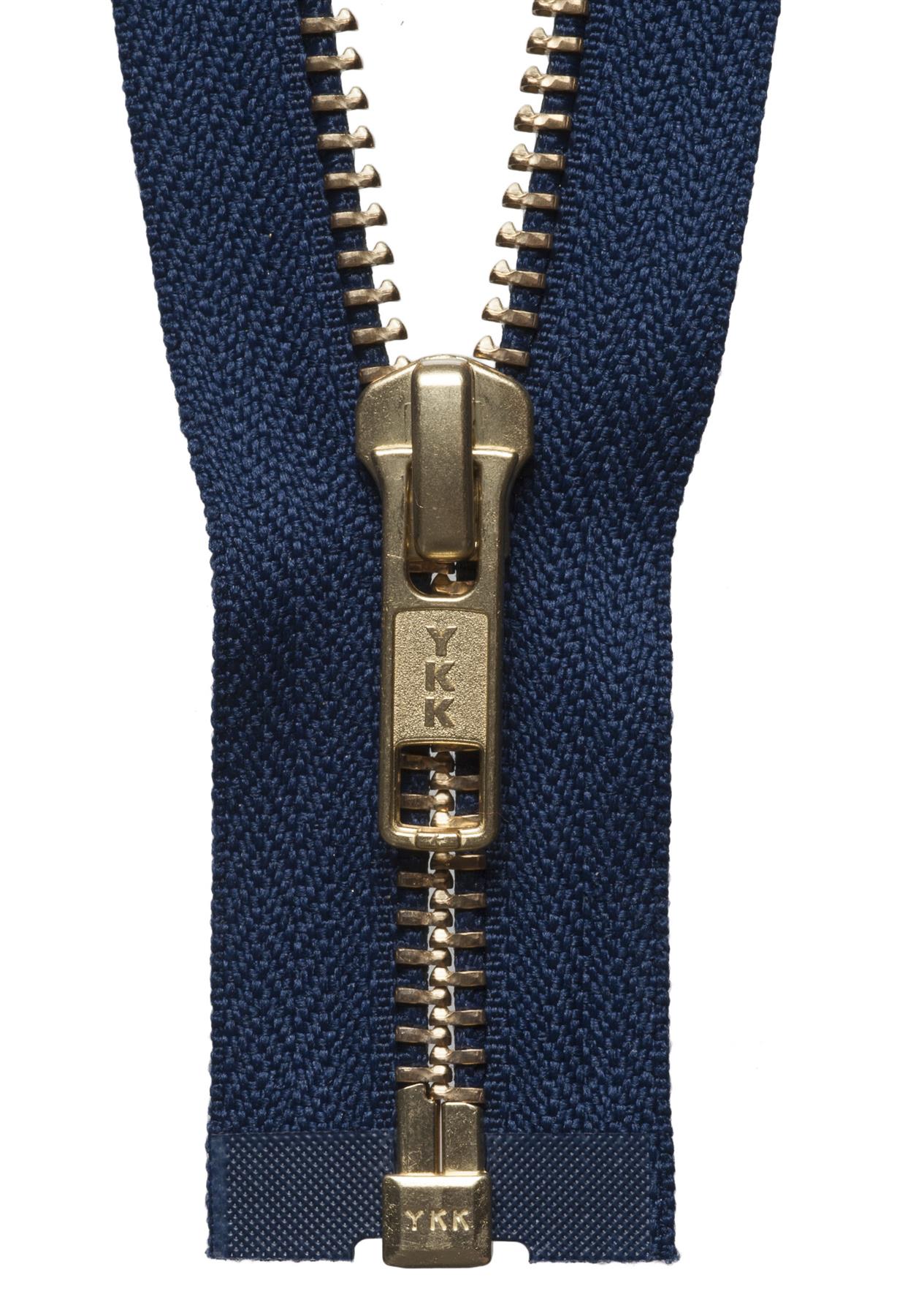 [YKK] Navy Brass Metal Open End Zip - 66Cm