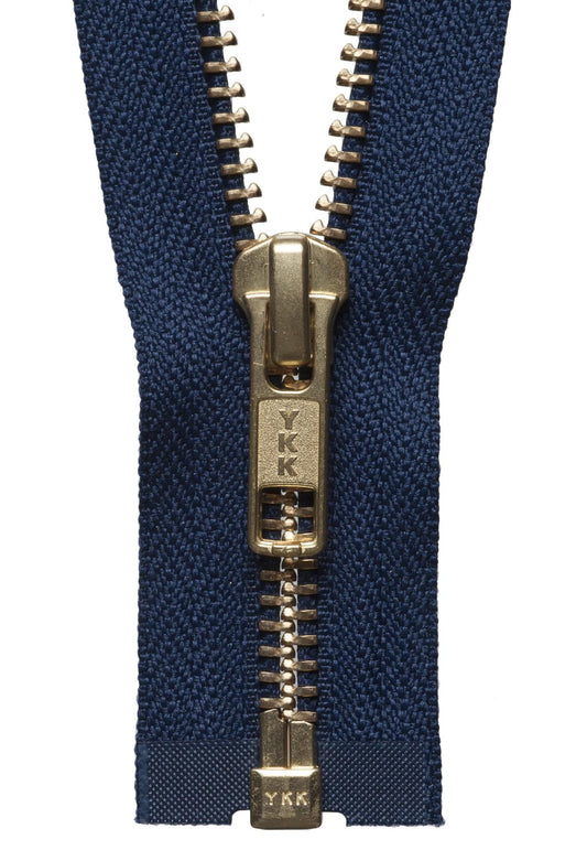 [YKK] Navy Brass Metal Open End Zip - 66Cm