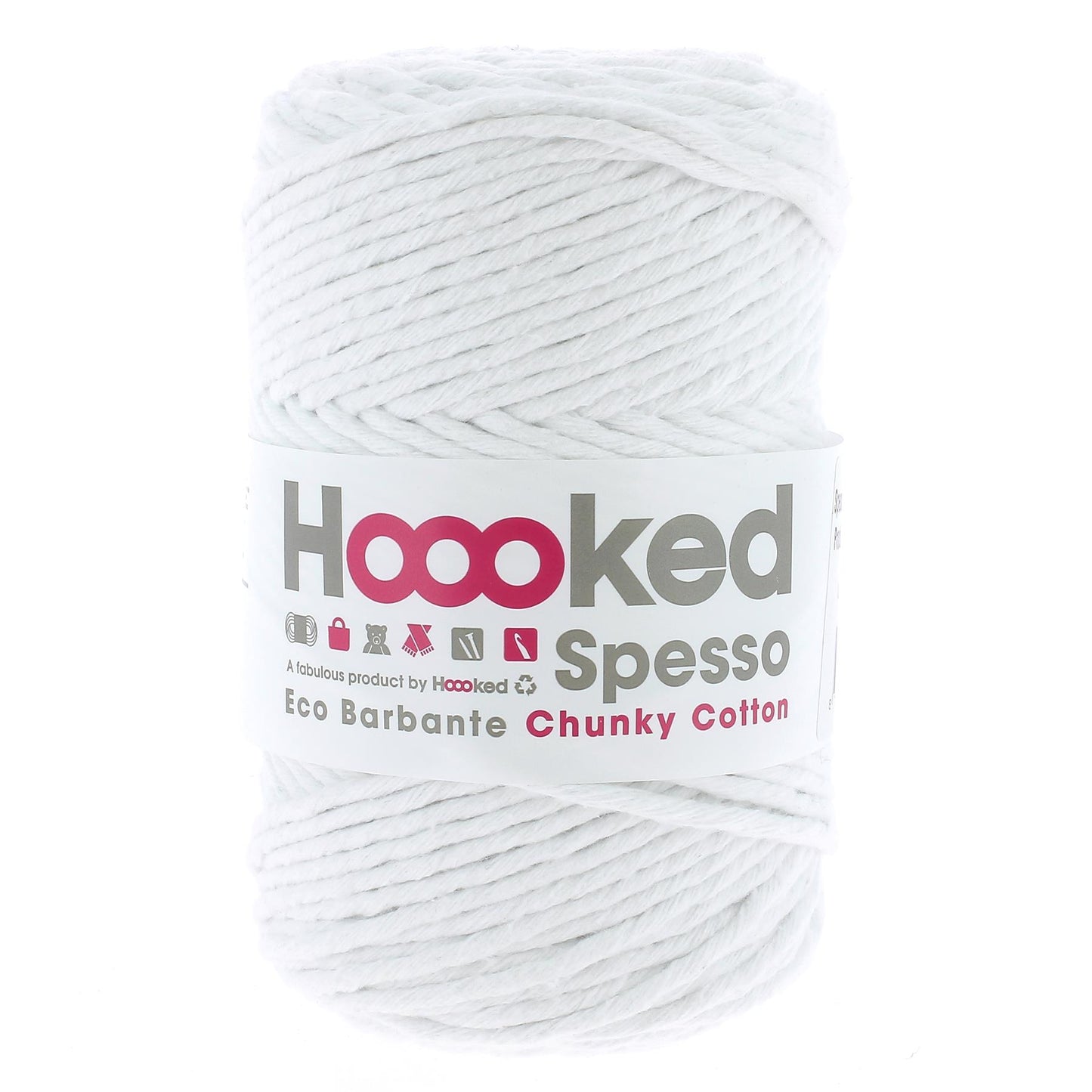 Hoooked Spesso Chunky Cotton Lotus White Cotton Yarn - 127m (416.7'), 500g