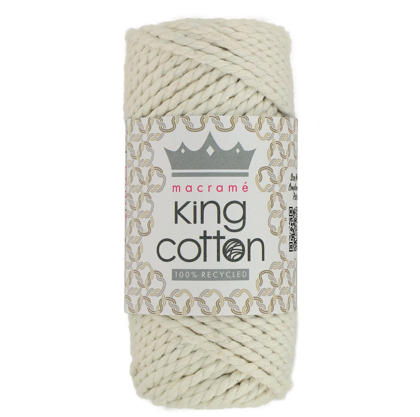 [King Cole] 2295142 Macrame King Cotton Creamy Cream Yarn - 40M, 200g Novelty