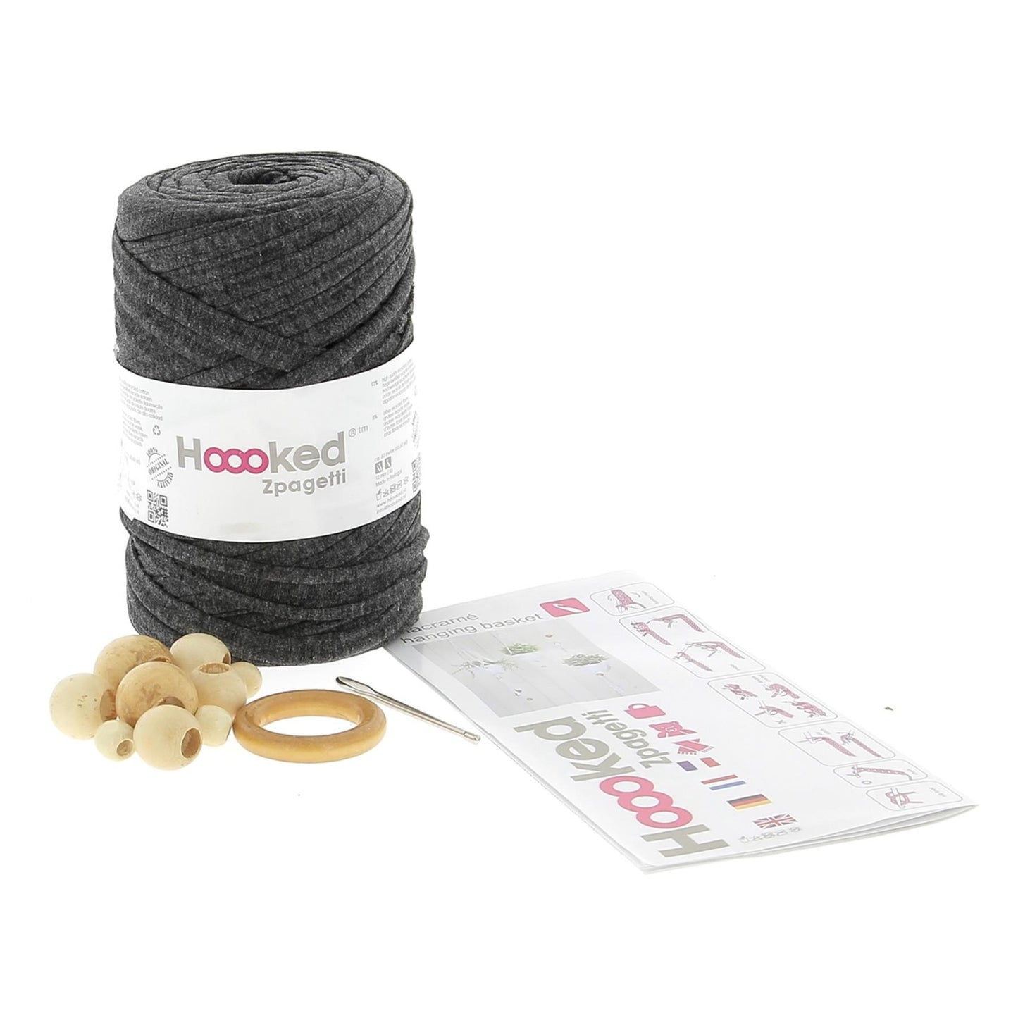Hoooked Zpagetti Black Cotton Hanging Basket Macrame Kit