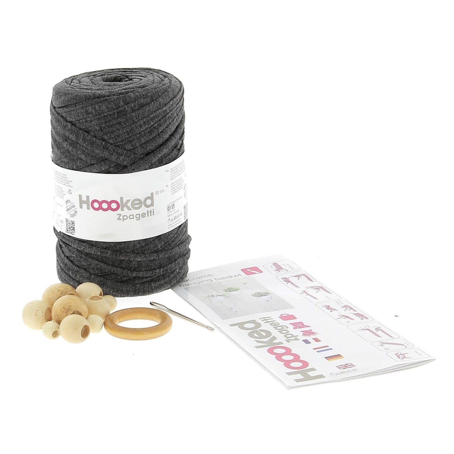 Hoooked Zpagetti Black Cotton Hanging Basket Macrame Kit