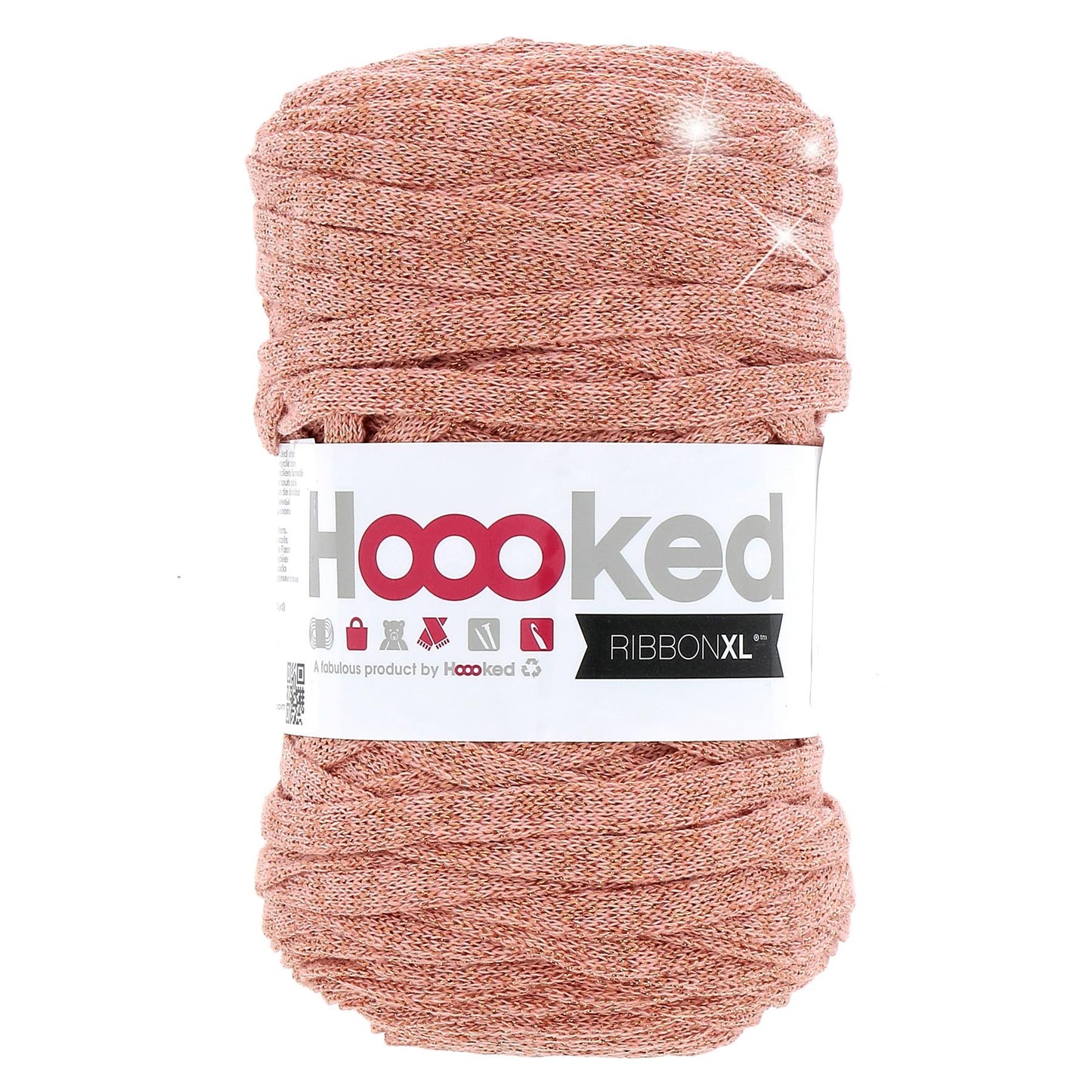 Hoooked RXL Lurex 6 RibbonXL Rose Gold 0.8 Cotton T-Shirt Yarn - 120m (393.7'), 250g