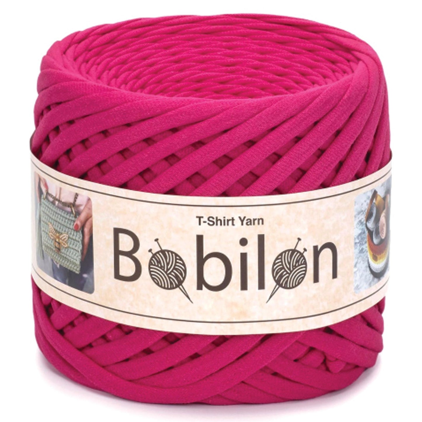 [Bobilon] Mini Hot Pink Cotton T-Shirt Yarn - 100M, 5-7mm, 220g
