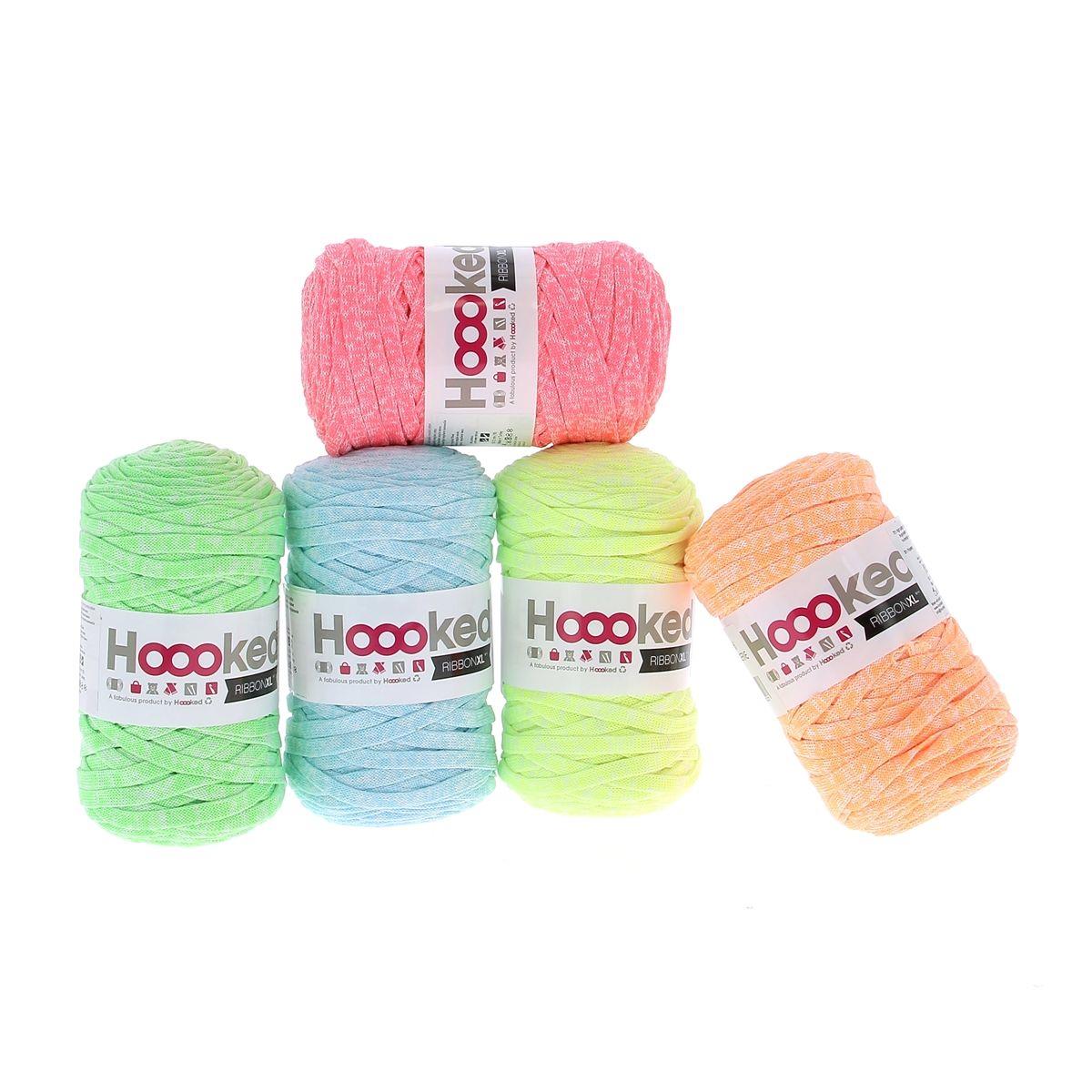 [Hoooked] RibbonXL Neon Rainbow Splash Cotton Yarn - 120M, 250g Pack of 5